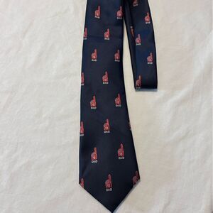 NWT Club Room Men's Classic #1 Dad Father's Day Tie in navy blue red foam finger